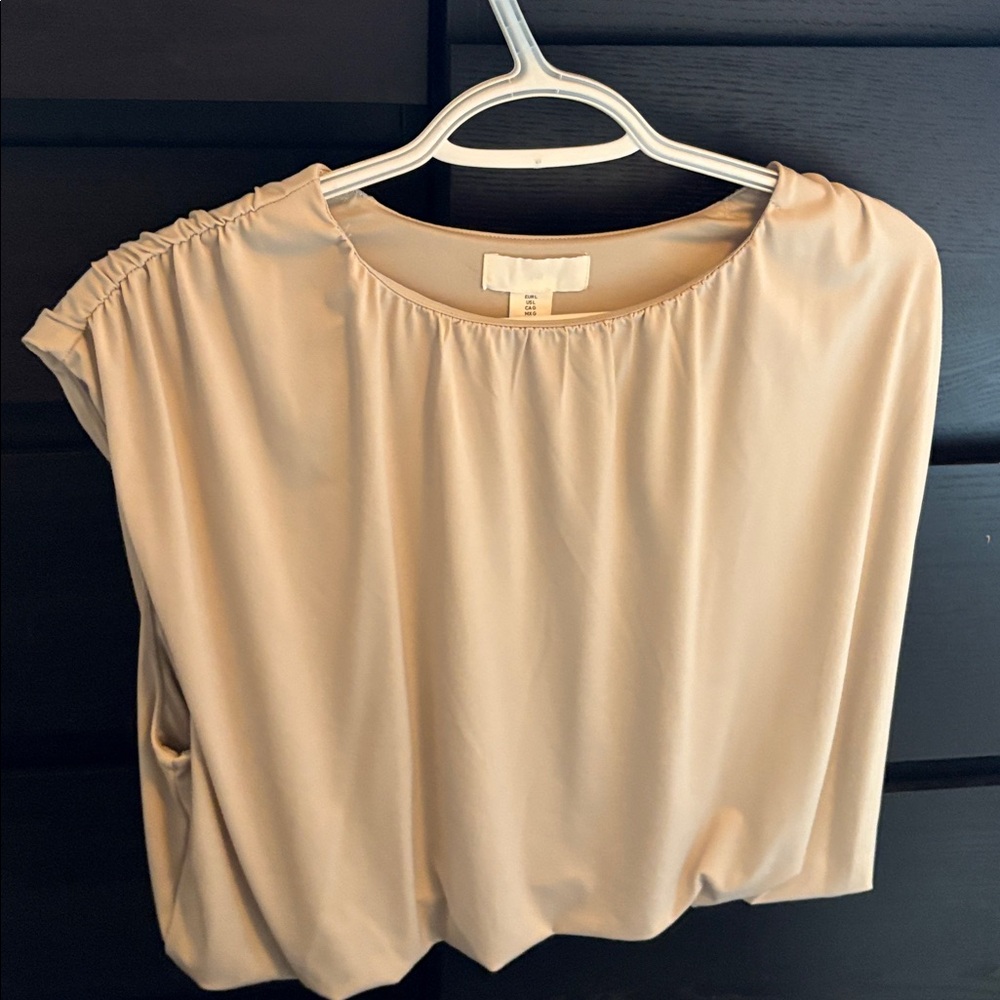 Beige Short Sleeve Blouse, like new